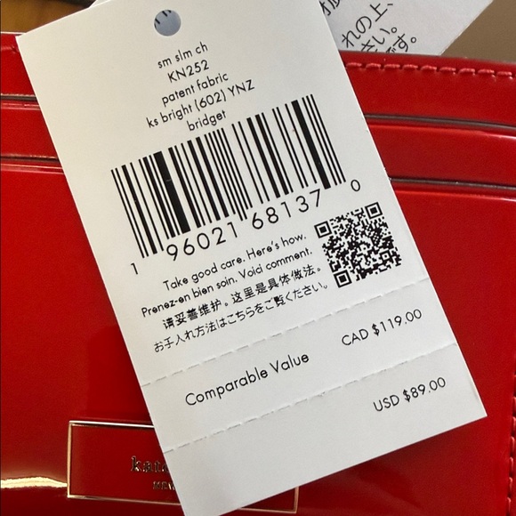 NWT Kate Spade Small Slim Bridget Vibrant Red Patent Card Case - Picture 3 of 3